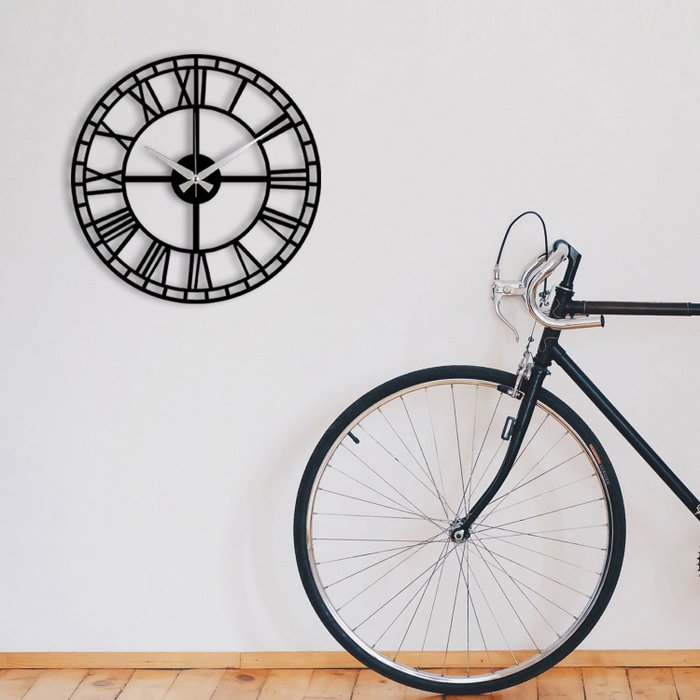 Wallity Enzoclock - S002 Reloj de Pared Decorativo de Metal Negro